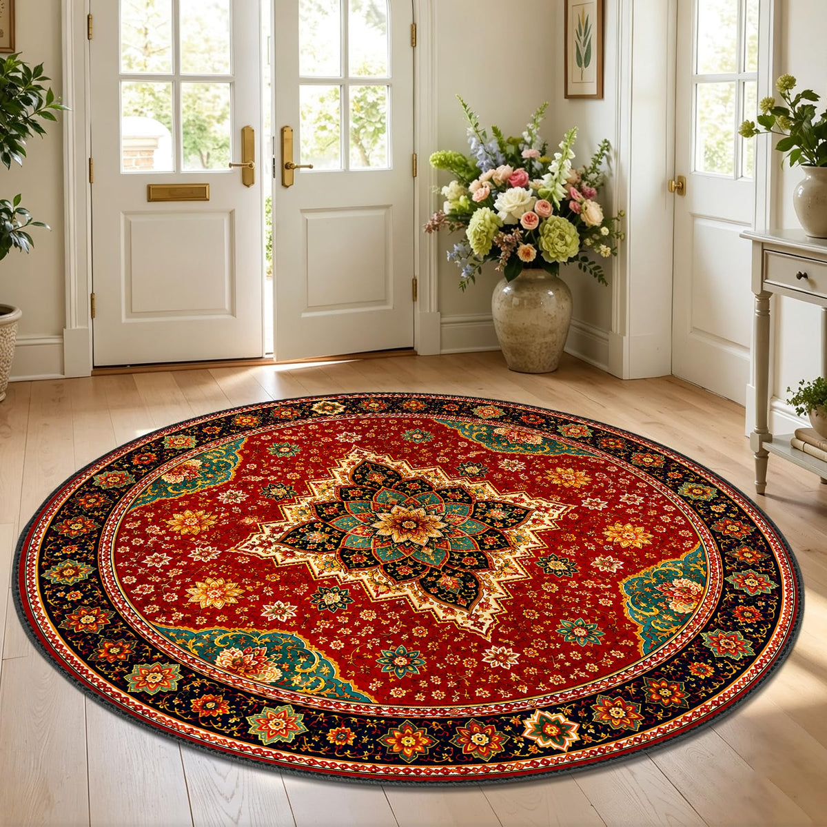 Traditional Persian Medallion Round Area Rug 5ft (45 / 5' (Round))