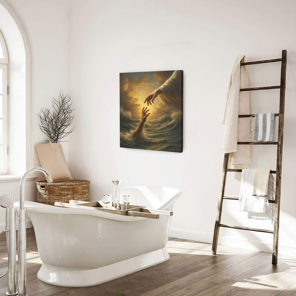 Jesus Wall Art Christian The Hand of God Wall Decor Religious Bible Canvas Paintings Pictures Christ Prints Artwork Framed Decorations For Church Prayer Room Bedroom Living Room Gifts 20" x 24" (Jesus / 24"L x 20"W)