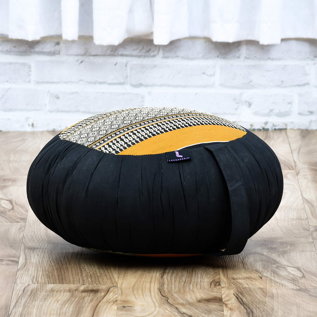 Meditation Cushion Zafu & Zabuton Set 28 x 28 inches Kapok Zazen (Sf03 - Black, Orange)