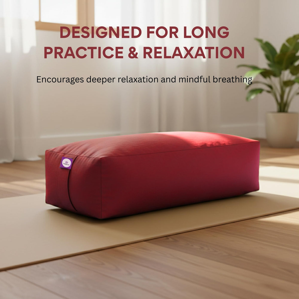 Cotton Filled Rectangular Bolster for Iyengar Yoga (Maroon)
