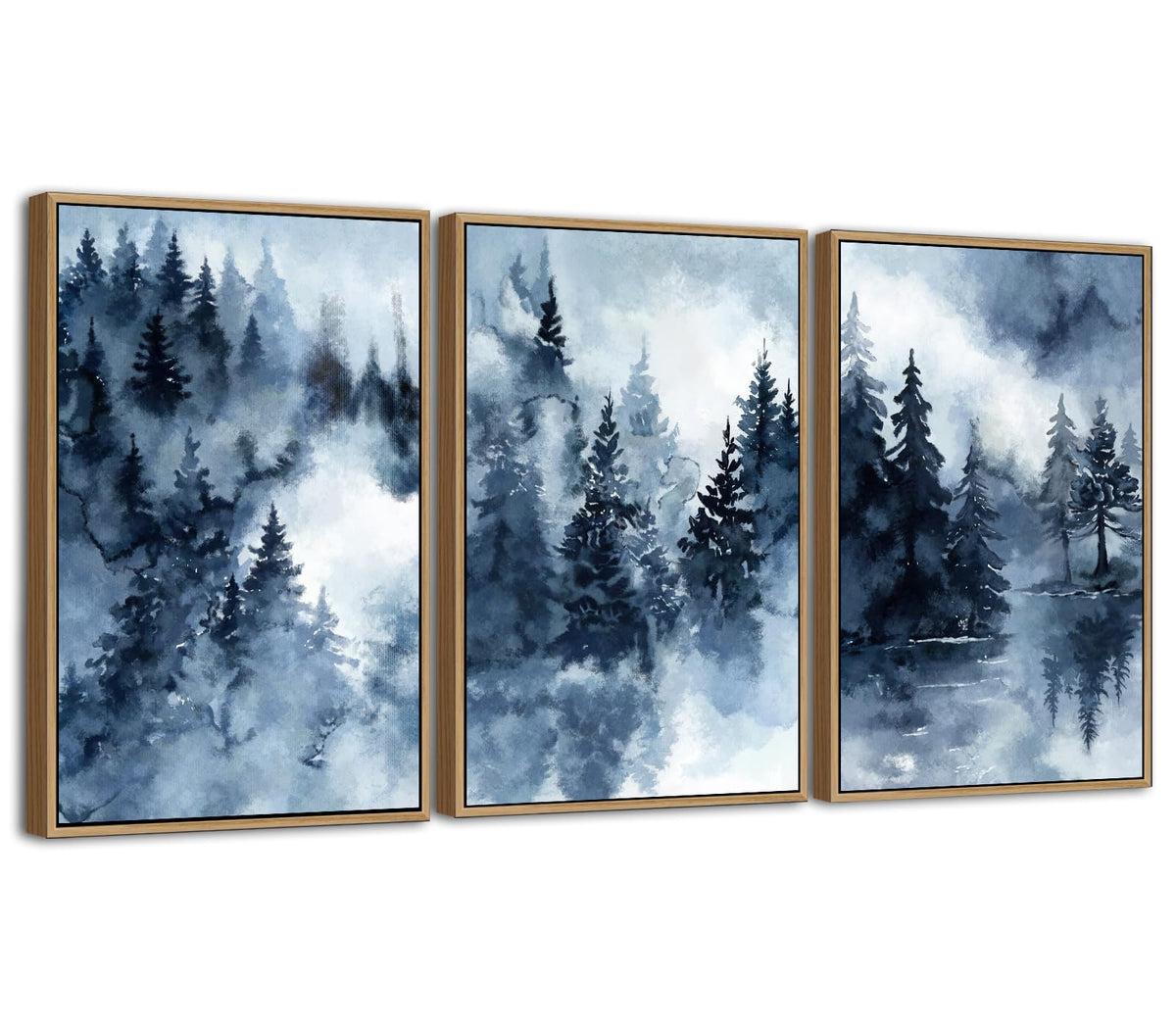 Foggy Forest Framed Wall Art (Blue Grey Foggy Forest / 36"L x 24"W)