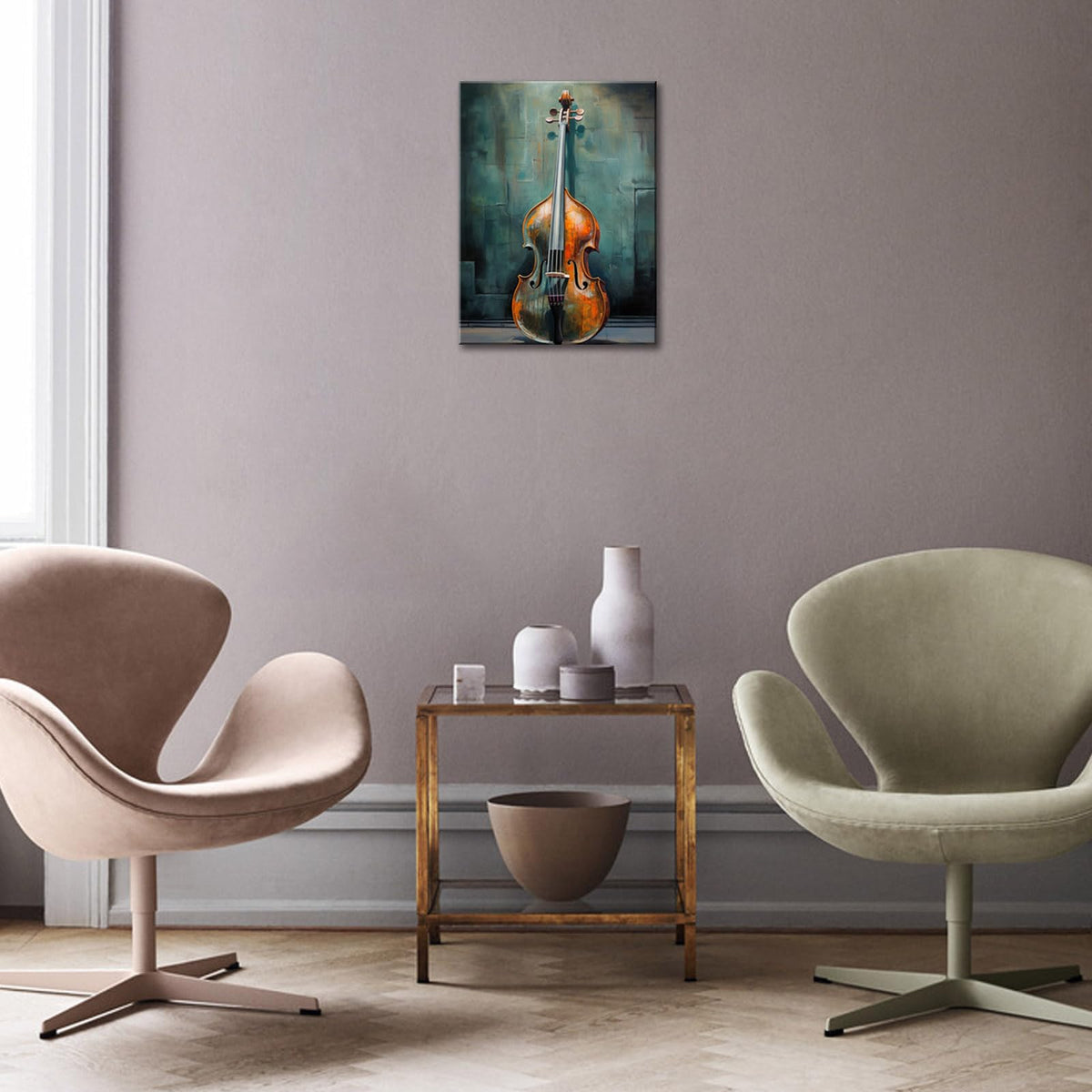 Violin Canvas Wall Art Musical Wall Decor Art Print Fine Arts Instrument Modern Home Decor for Living Room Home Bedroom Decoration Framed Ready to Hang12 x16 (16"L x 12"W / Violin)