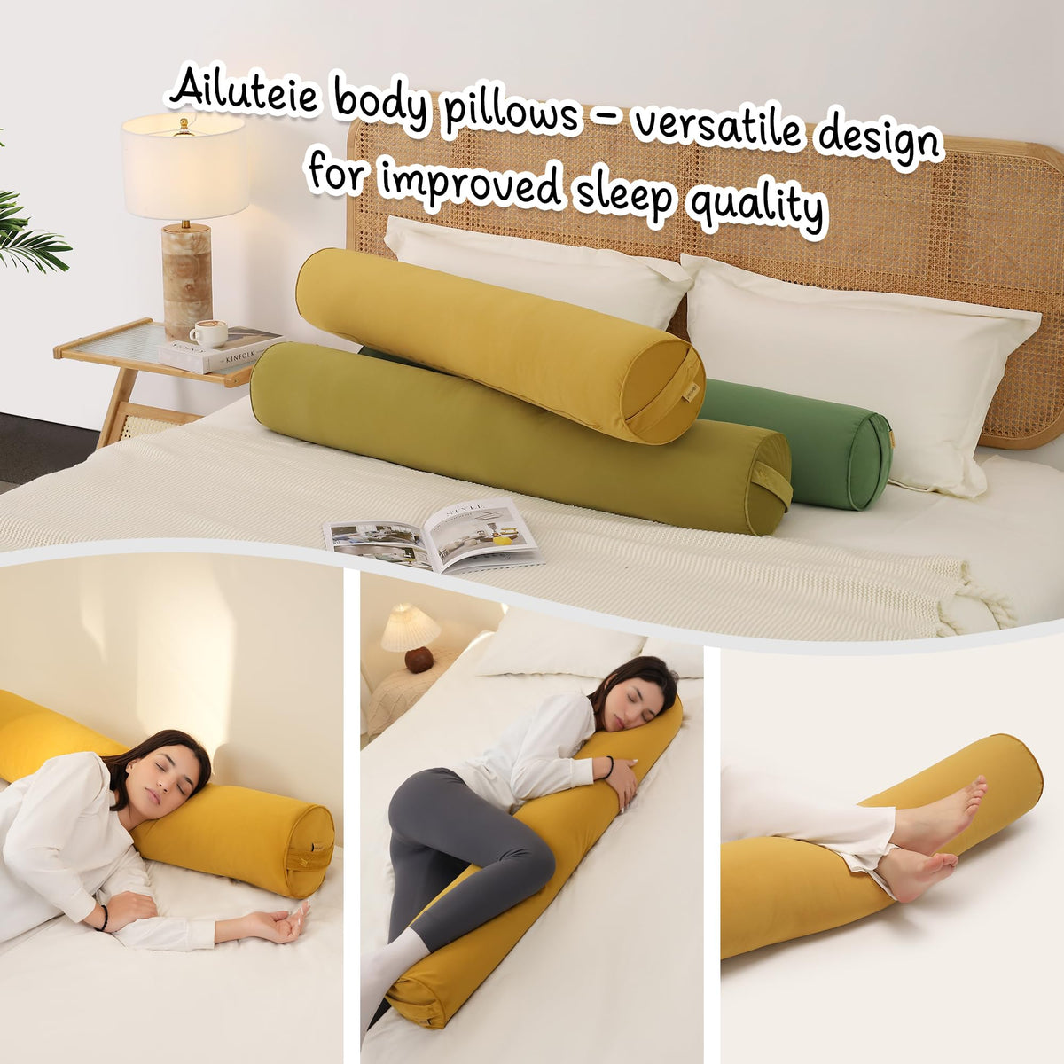 Body Pillow for Adults (Honey Yellow / 47.24"*7.87")