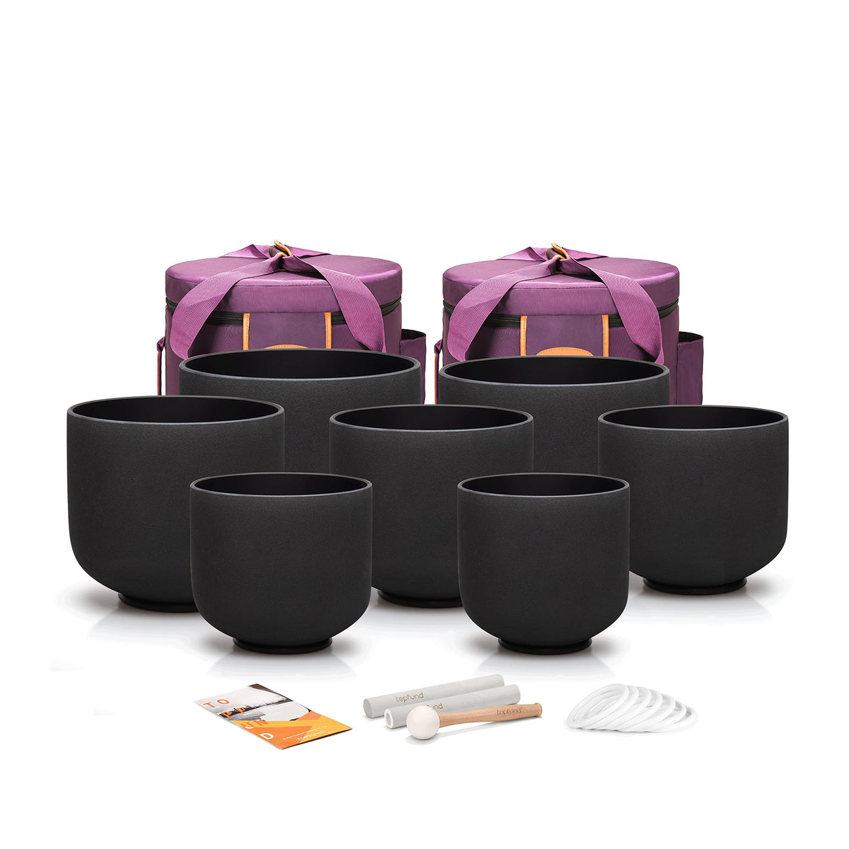 432Hz Chakra Set of 7 Black Crystal Singing Bowls 7 (7-12 inch / 432Hz Set of 7 Black Bowls)