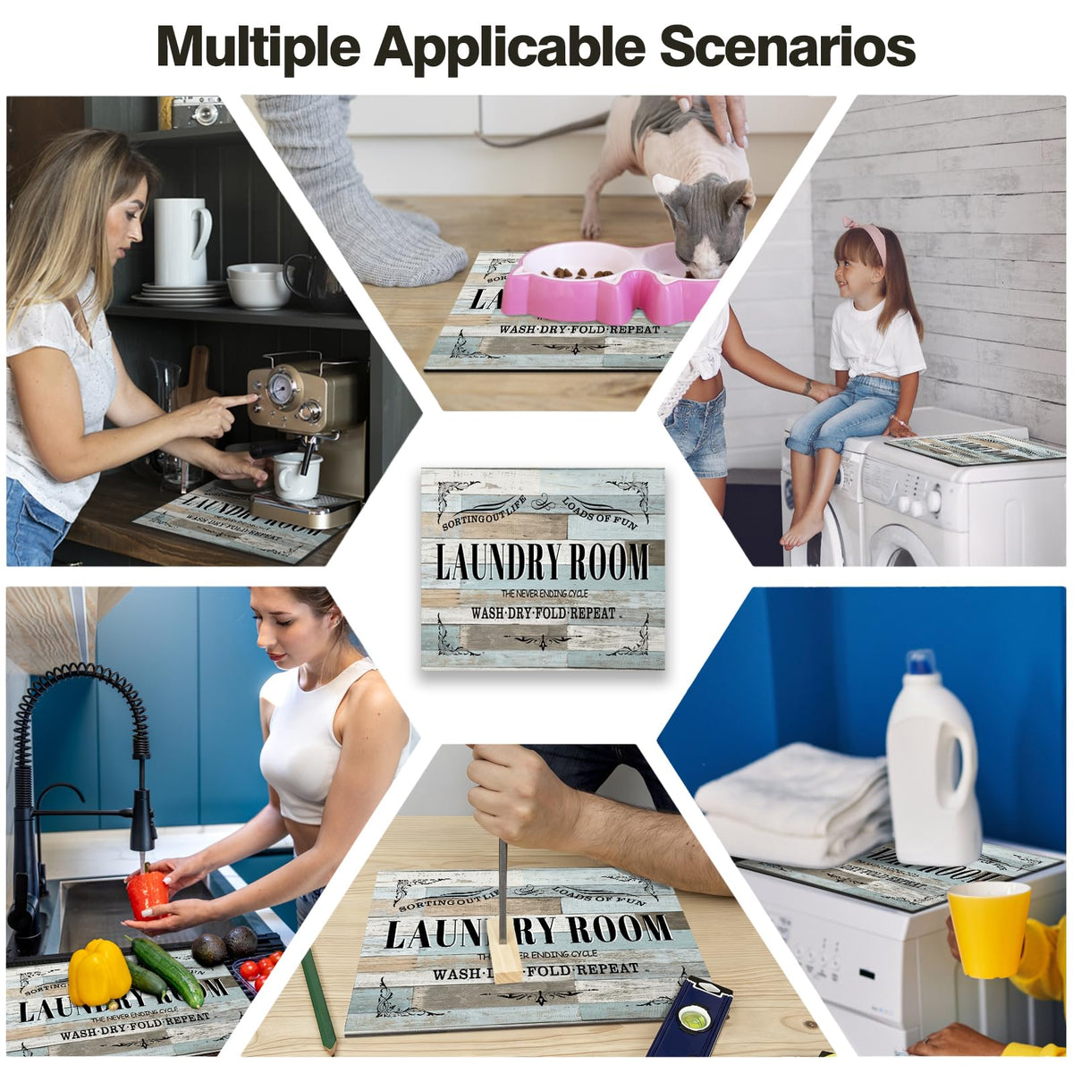 Dryer Top Protector Mat (wood grain laundry room)