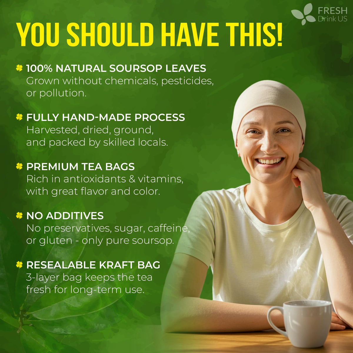 Premium Soursop Leaf Tea (10 Tea Bags)