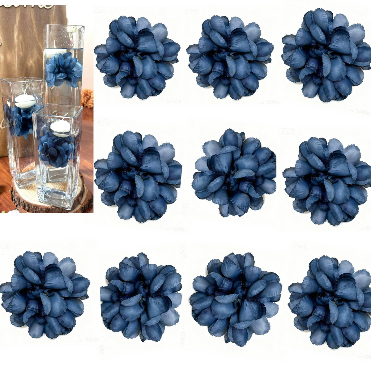 Floating Flowers for Floating Candle Centerpieces (Foggy Blue)