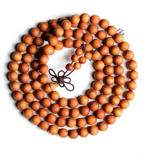 Unisex Teak Wood Prayer Beads Buddha Buddhist Beads Japa Mala Necklace Bracelet Bead (8mm x 108 beads)