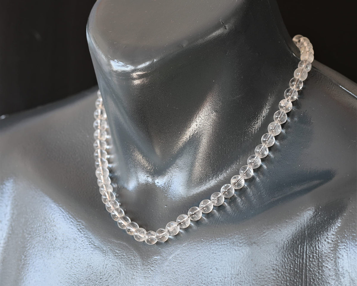 Natural Clear Quartz Beaded Choker Necklace (Clear Quartz / 22 Inches)