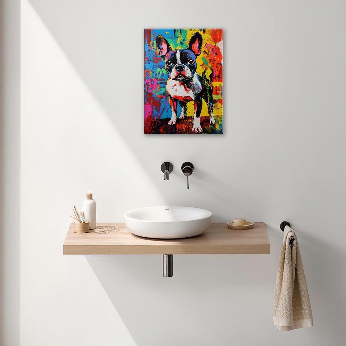 Banksy Wall Art (Boston Terrier / 12L" x 16W")