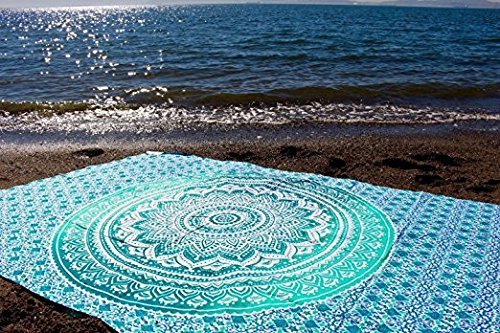 Tapestry Wall Hanging Ombre Hippie Mandala Bohemian Hippy Intricate Indian Tapestries Bedspread 54 x 60 Inches (60"L x 54"W / Green)
