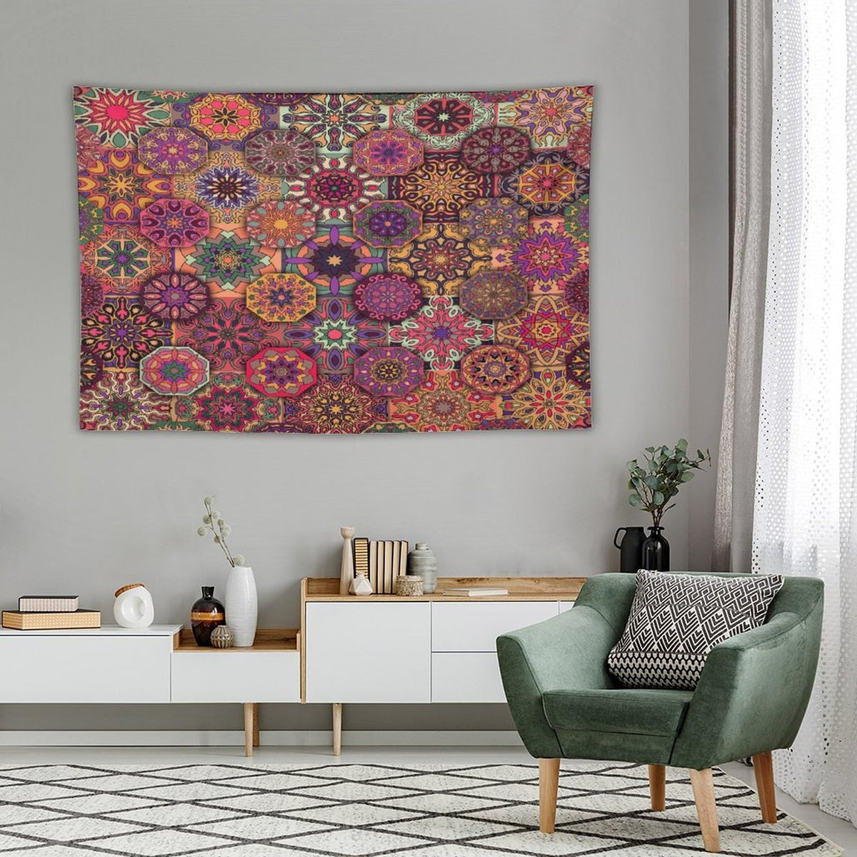 Mandala Indian Bohemian Tapestry Wall Hanging Paisley Purple Floral Boho Abstract Tribal Tapestries Home Decor for Living Room Bedroom Apartment Farmhouse Dorm 40"x60" (40"L x 60"W / Mandala-25)
