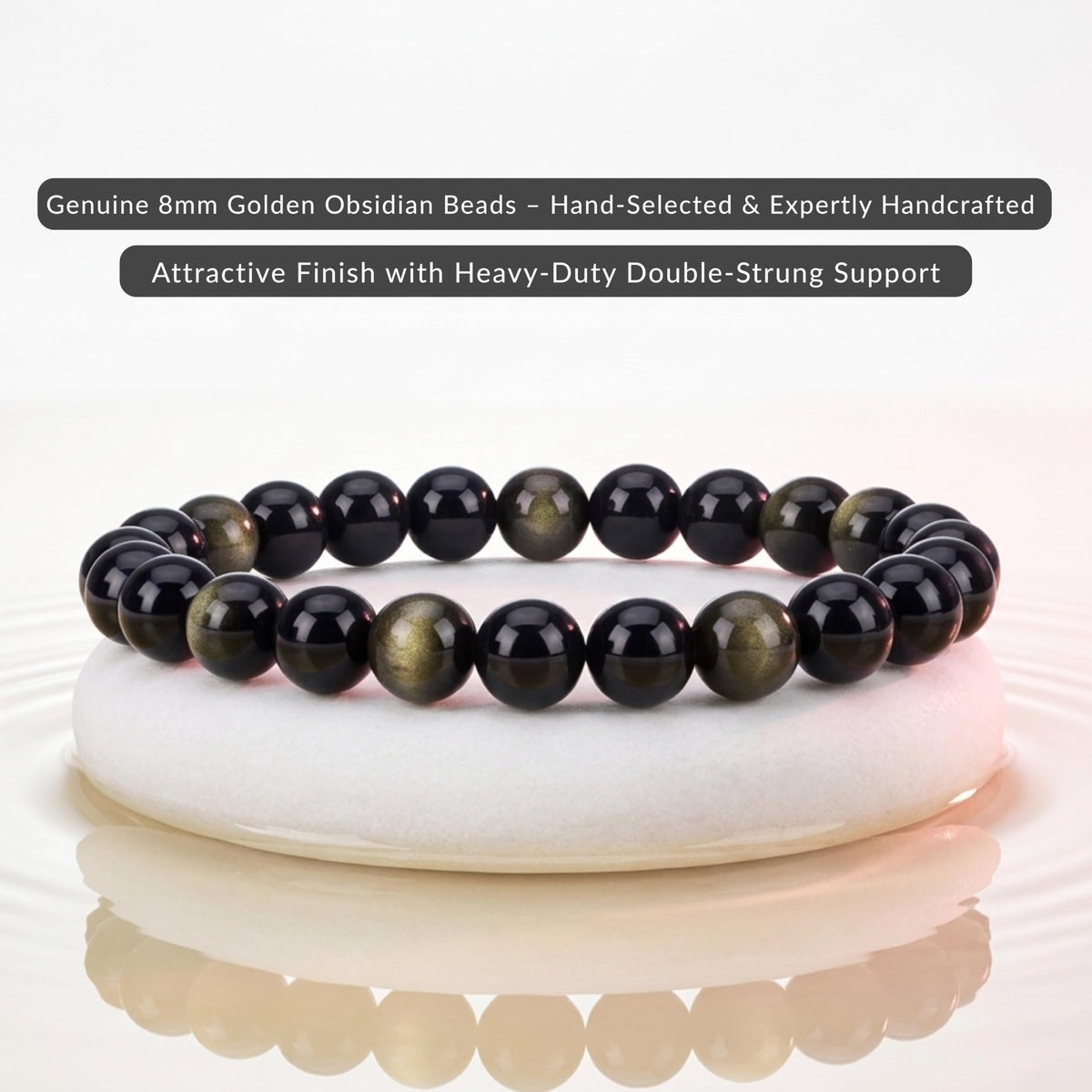 Golden Obsidian Bracelet 8mm Beaded Bracelet (Golden Obsidian / Medium)