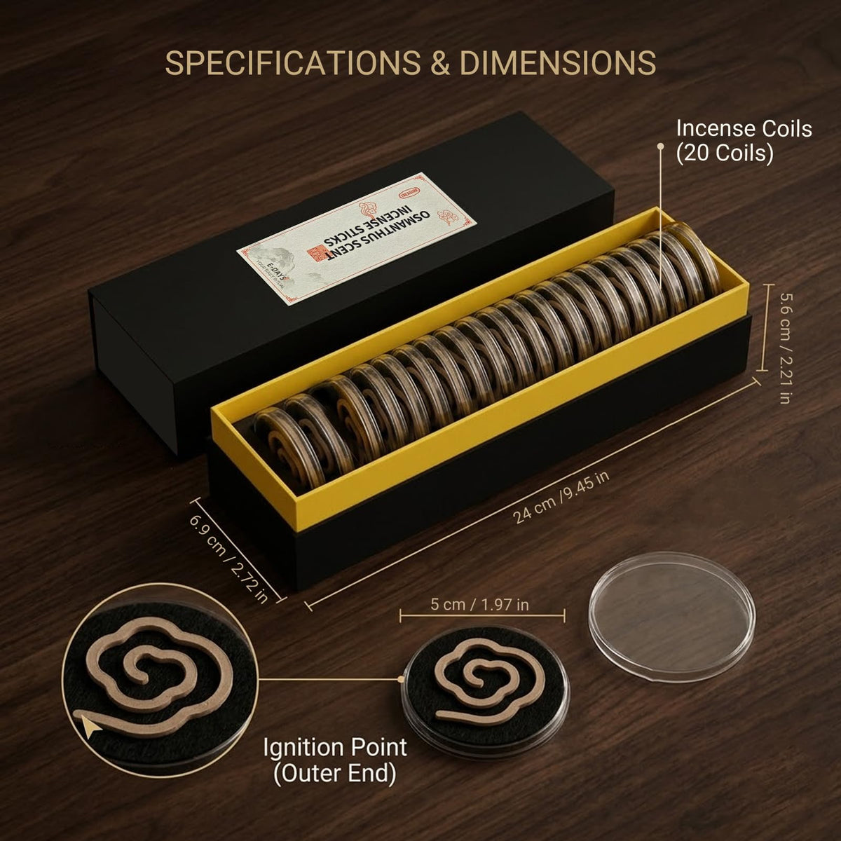 Natural Osmanthus Coil Incense with Fireproof Cotton
