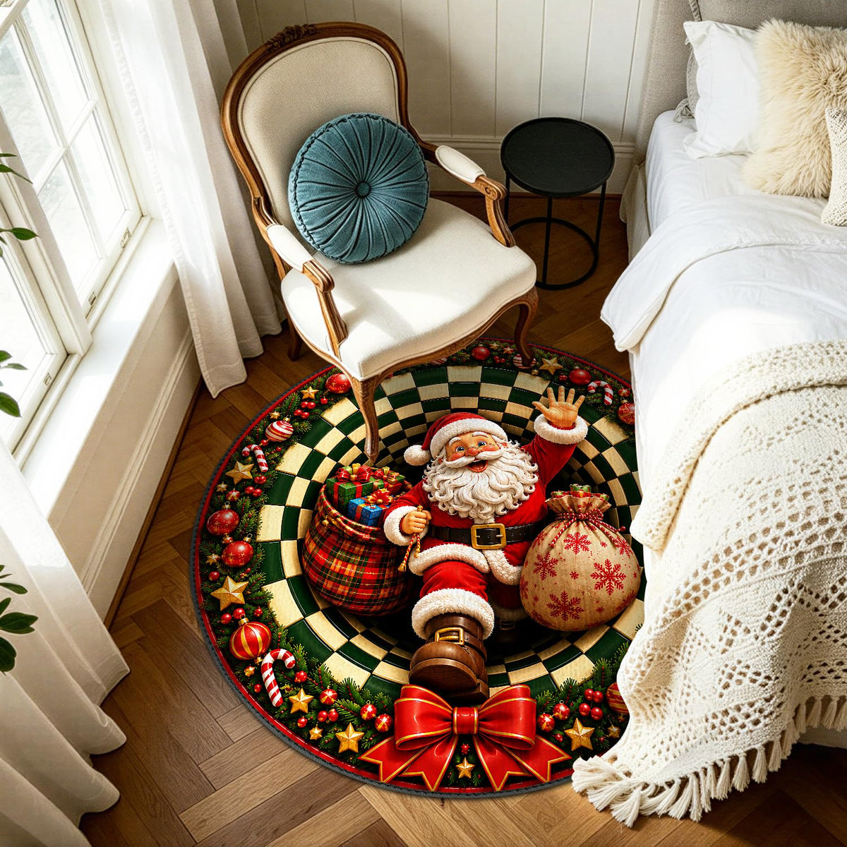 Christmas Round Rug 4ft (120 / 4' (Round))
