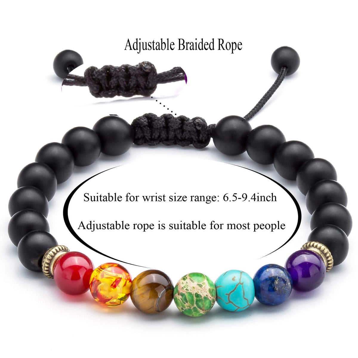 Men Women 8mm Lava Rock Beads Chakra Bracelet (set5)