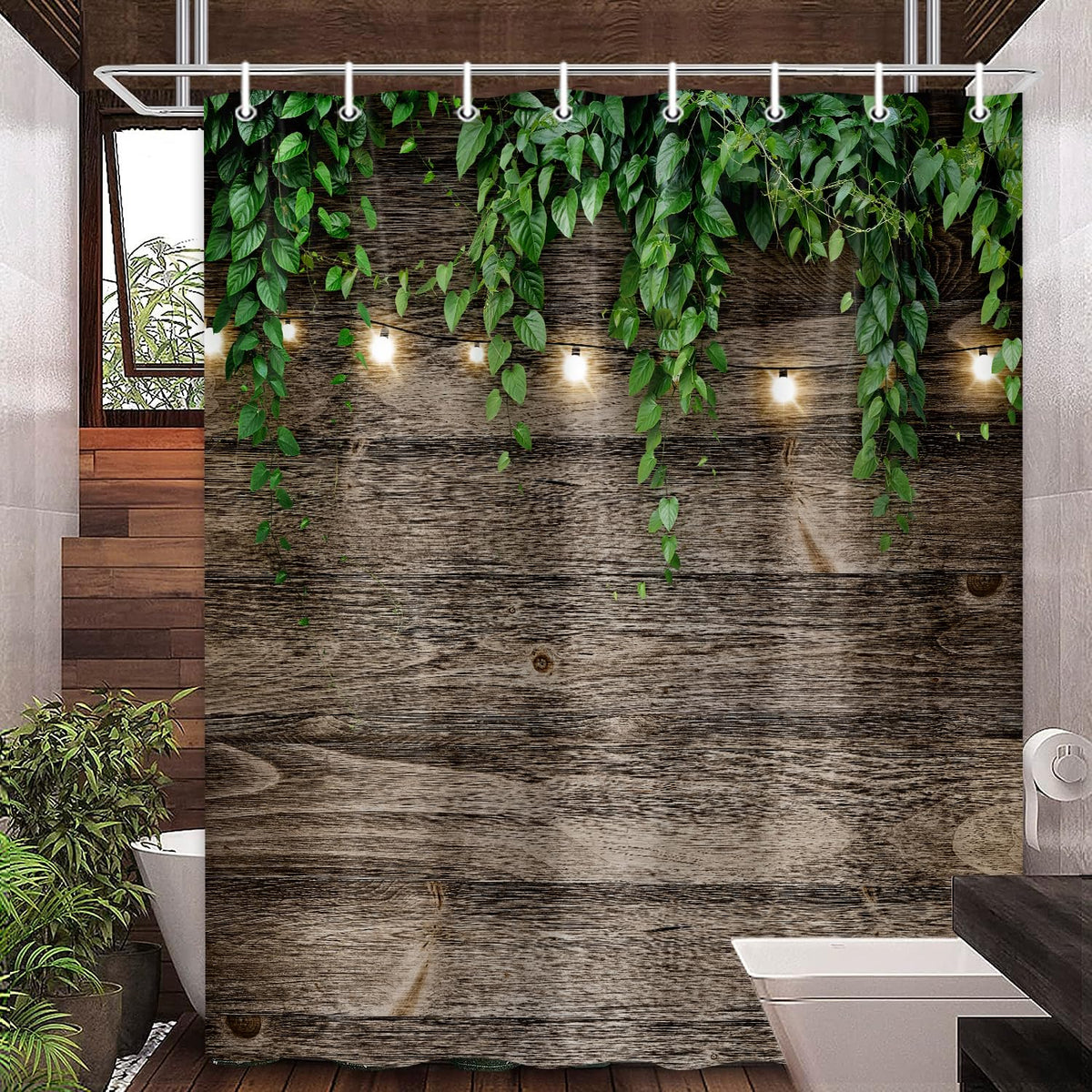 Rustic Outdoor Wall Shower Curtain (Grey / 72"W x 84"L (Pack of 1))