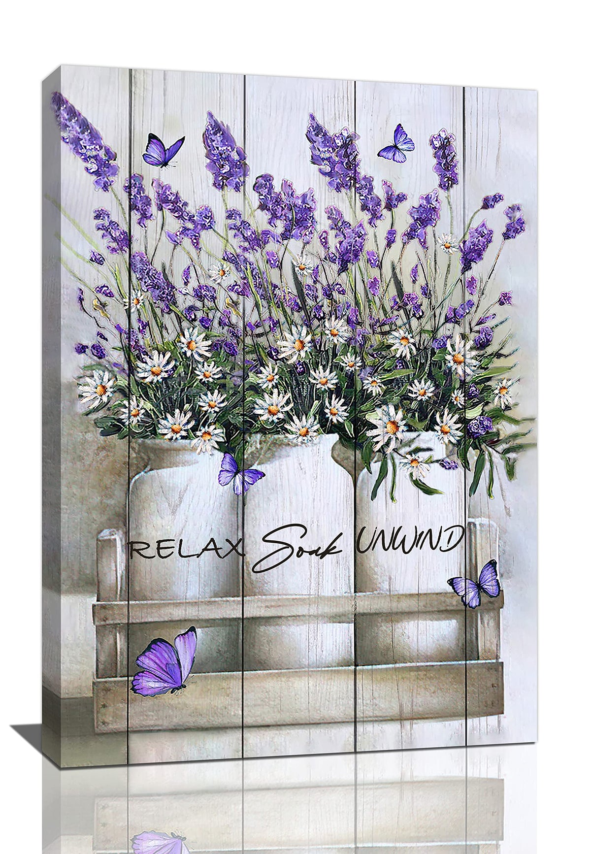 Lavender Floral Rustic Canvas Print (Lavender Butterfly / 24"L x 16"W)