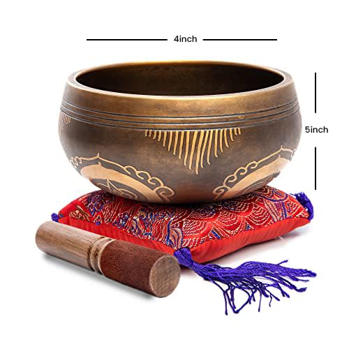 Tibetan Singing Bowl Set (Brown - Maroon / 4 Inches)