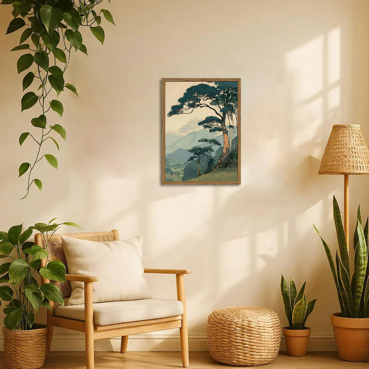 Vintage Japanese Forest Wall Art (16"L x 12"W / Tree-B)