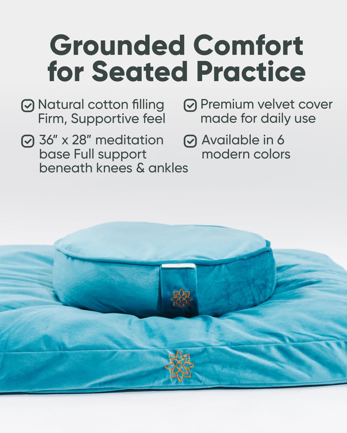 Velvet Zabuton Meditation Mat (Velvet - Teal)