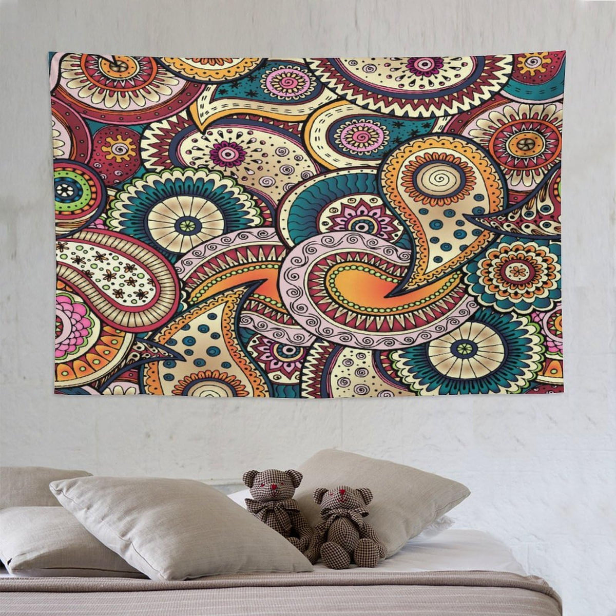 Indian Boho Tapestry Wall Hanging Mandala Design Colorful Bohemian Floral Paisley Tapestries Home Decor for Living Room Bedroom Apartment Farmhouse Dorm 60"x90" (60"L x 90"W / Mandala-24)