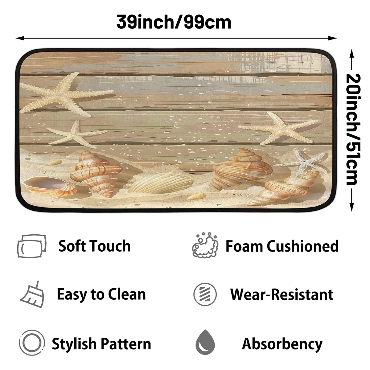 Wood Beach Kitchen Rug Non (Color42)