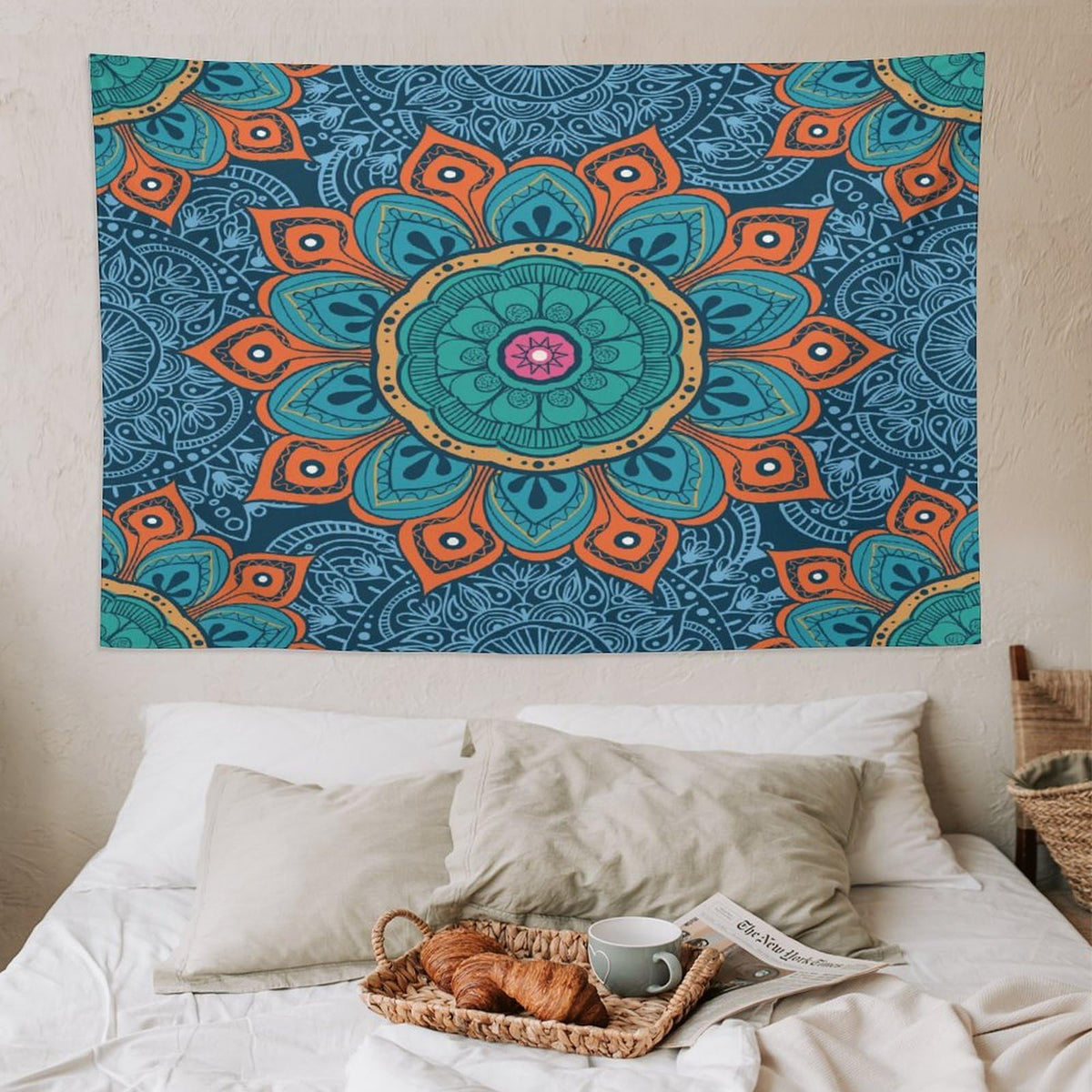 Abstract Mandala Tapestry Wall Hanging Indian Hippie Bohemian Art Floral Texture Pattern Tapestries Home Decor for Living Room Bedroom Kitchen Dorm 60"x90" (60"L x 90"W / Mandala-13)