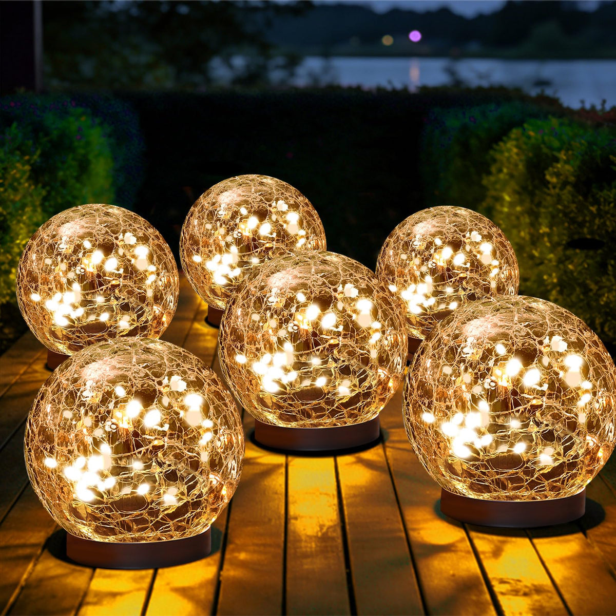 Solar Globe Lights Outdoor Waterproof (Warm White / 6 globes)