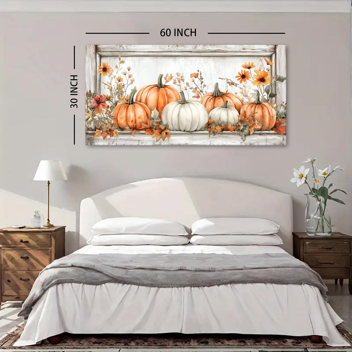 Farmhouse Pumpkin Canvas Wall Art Fall Pumpkins Pictures Wall Decor for Living Room Kitchen Dinner Room Decorations (60"x30"x1 / Pumpkin7)