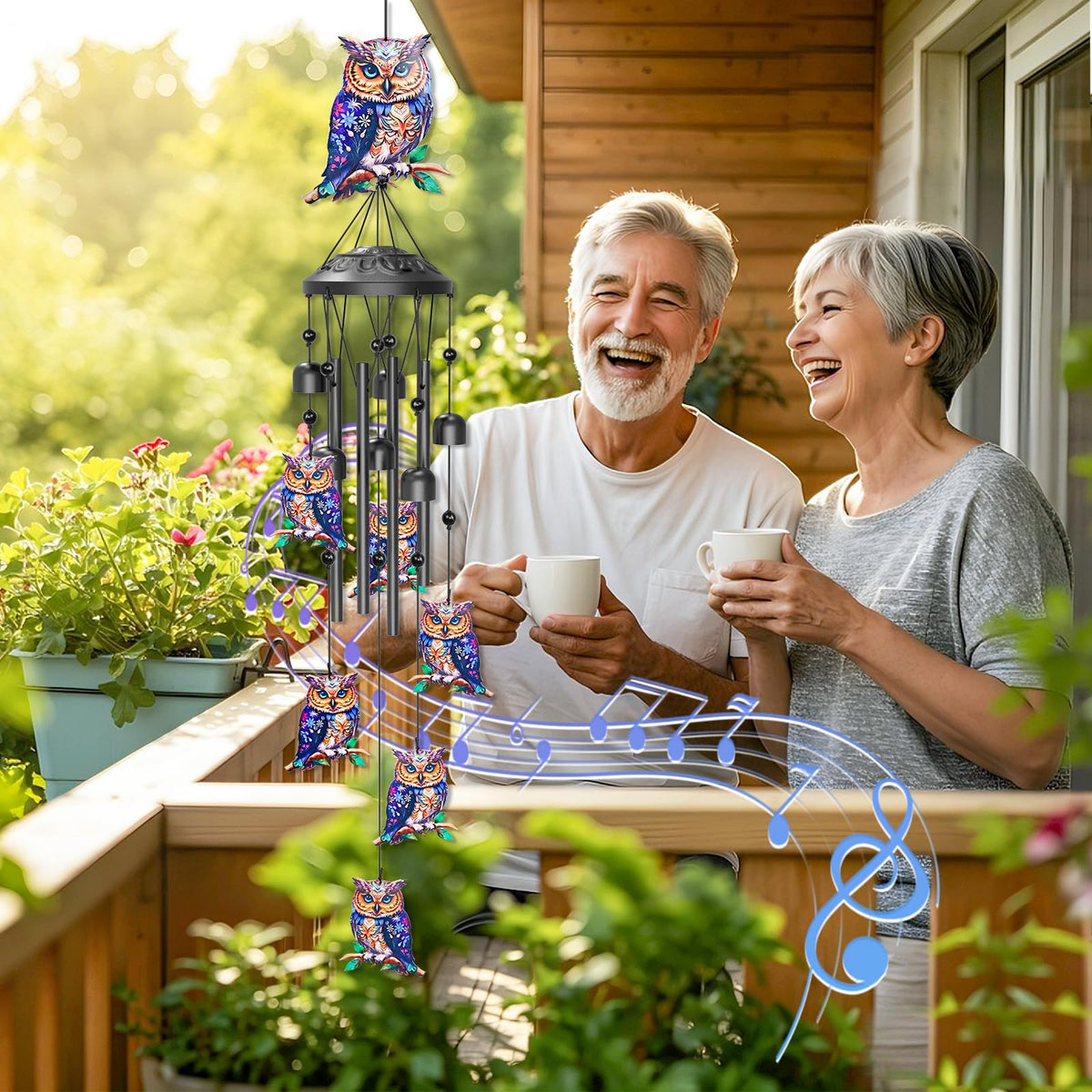 35" Wind Chimes for Outside (Owl)