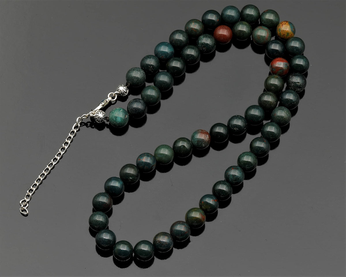Natural Bloodstone Beaded Choker Necklace (Bloodstone / 16 Inches)