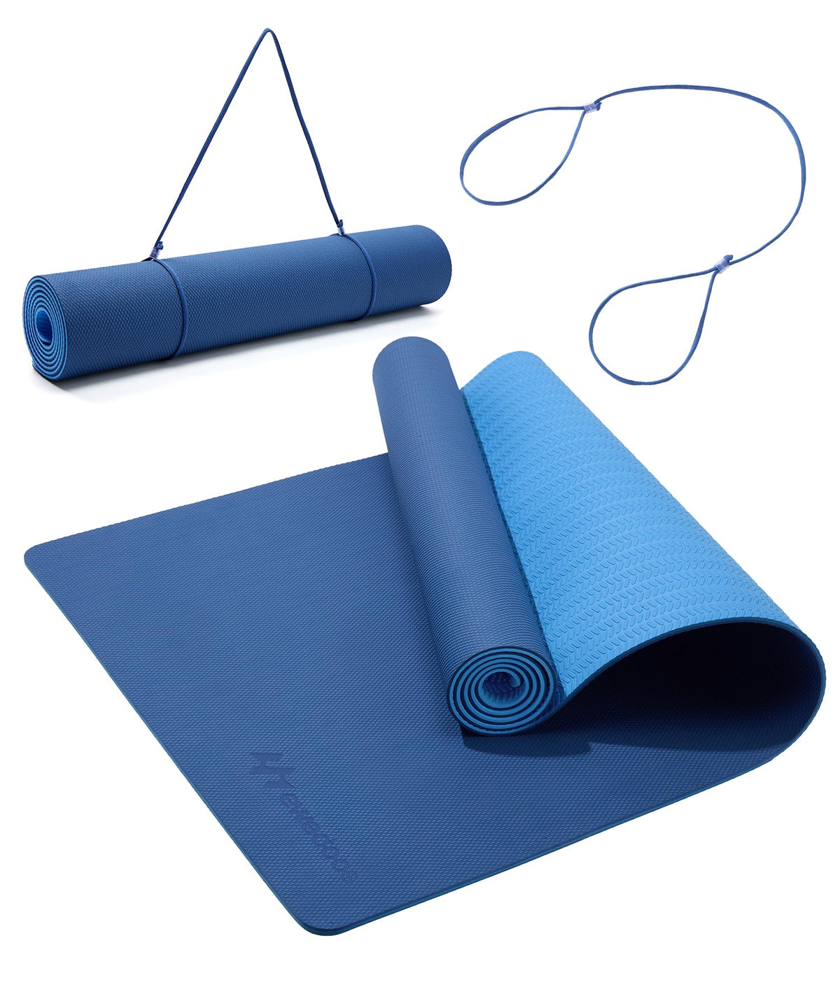 Eco Friendly Yoga Mat Thick TPE Yoga Mat Non Slip Yoga Mats Anti (Blue Yoga Mat)