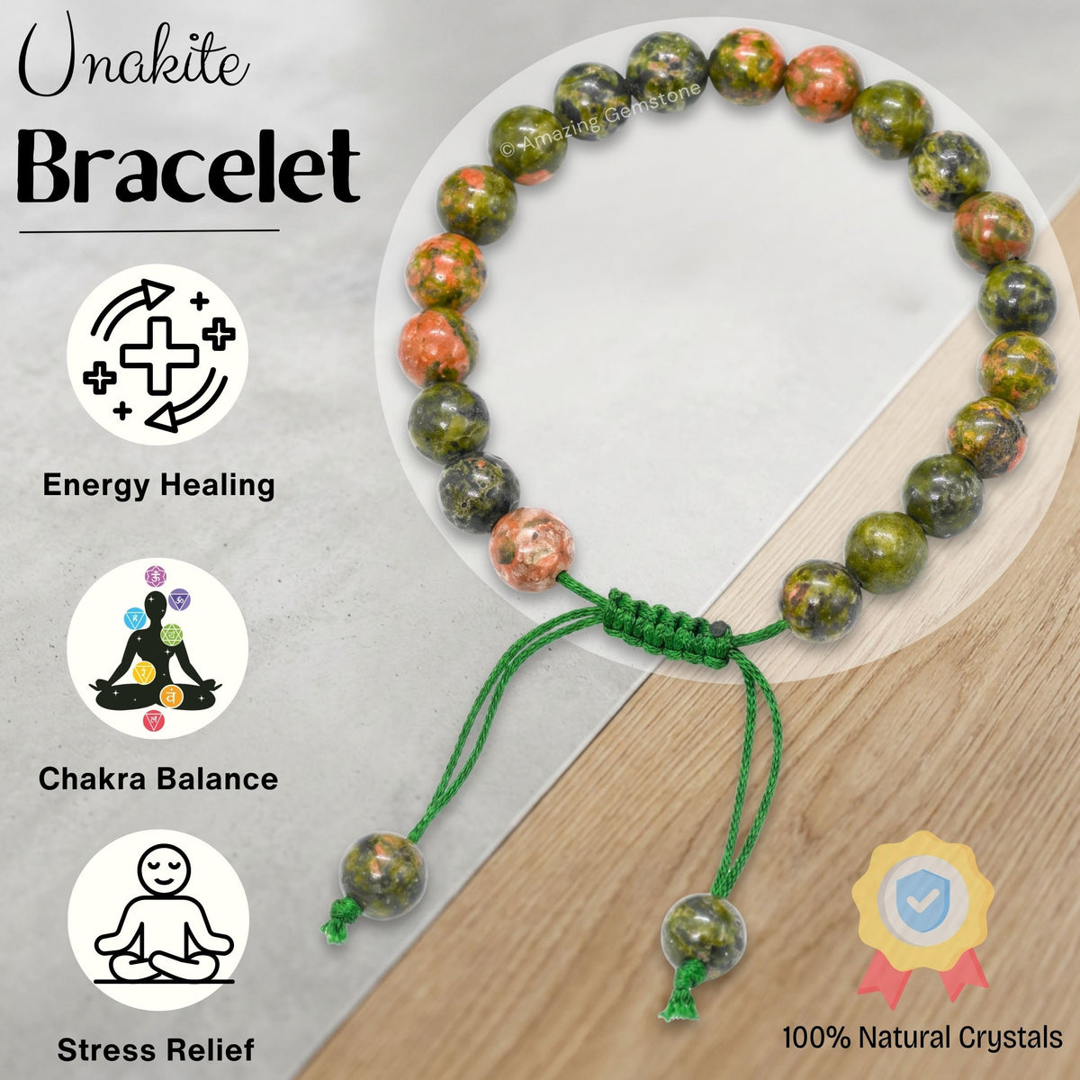 Unakite Bracelet for Women Men's Gifts (Unakite)