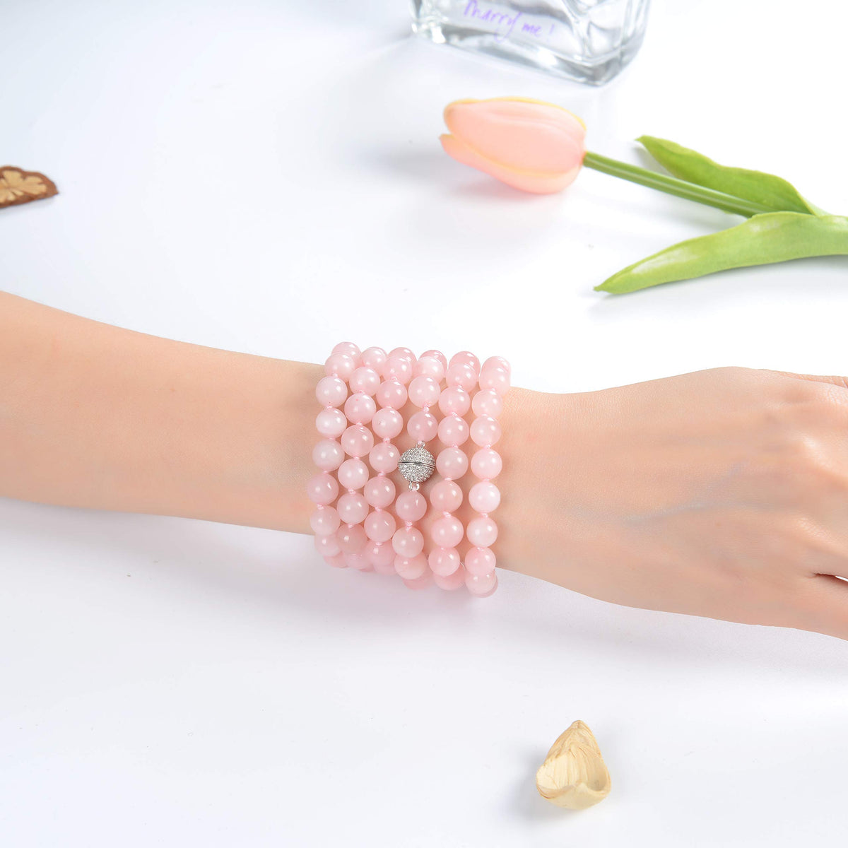 mala beads necklace for women man (rose quartz no tassel)