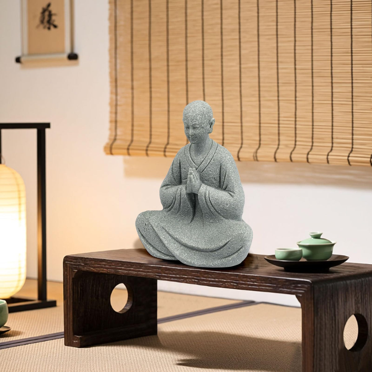Zen Monk Statue Meditation Decor (A)