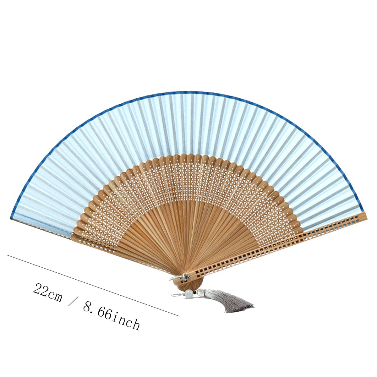 Hand Fan for Vintage Japanese Bamboo Silk Elegant for Dance Music Festival Wedding Church Decoration Party (Blue / Medium)