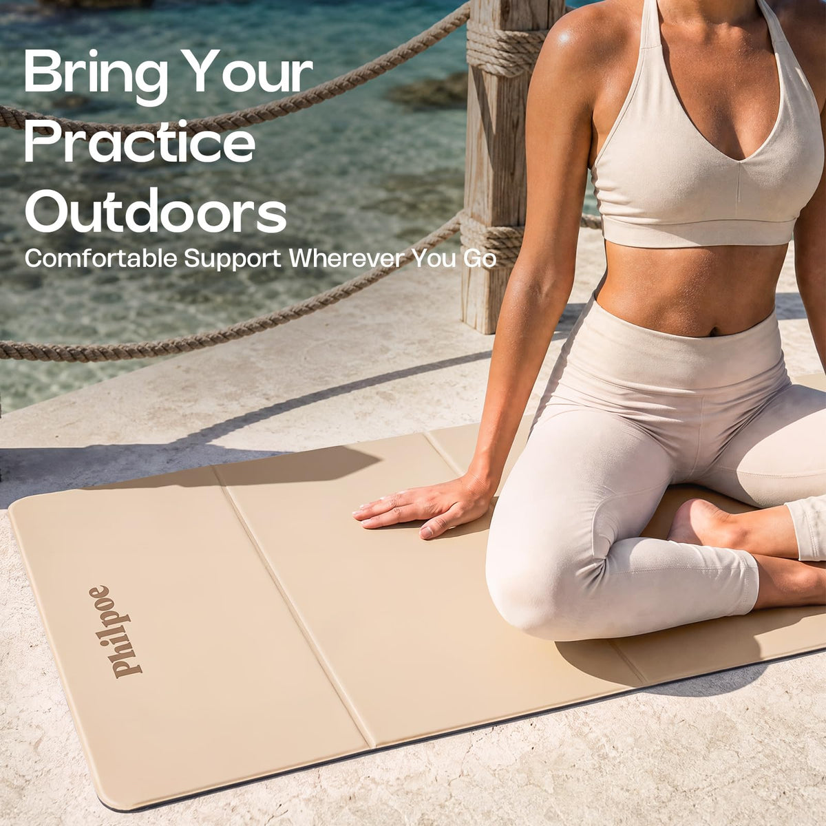 Foldable Yoga Mat 0.43in (Beige)