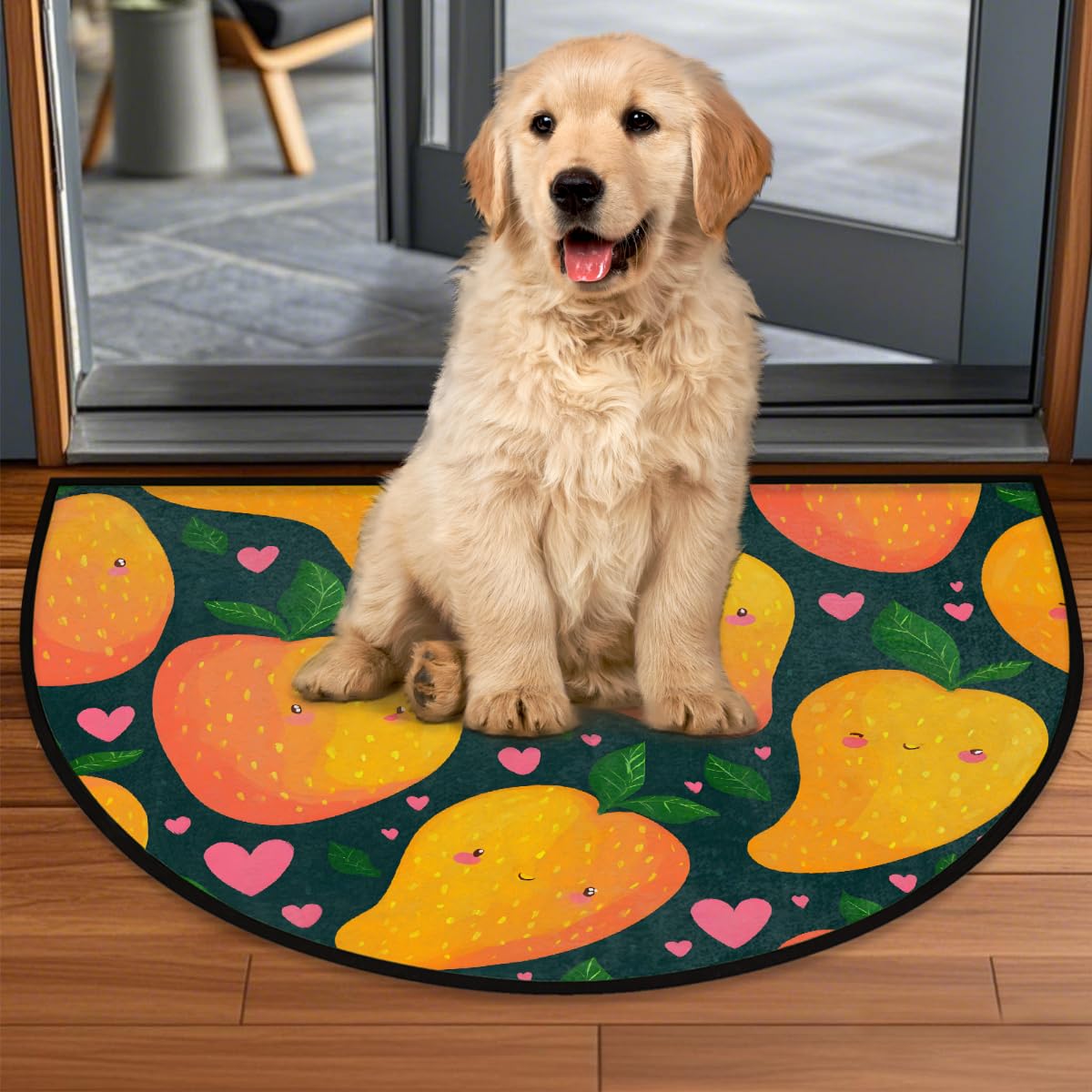 Mango Half Round Door Mat Semi Moon Rug Fireplace Carpet Area Rugs (Color25)