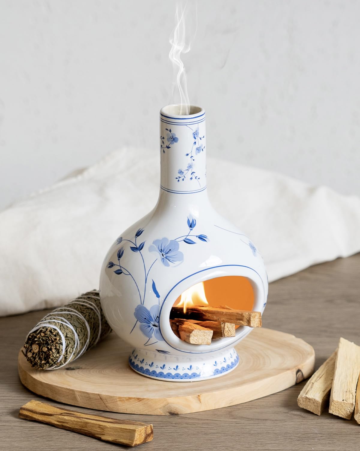 Ceramic Incense Holder Palo Santo Burner (Blue and White Porcelain)