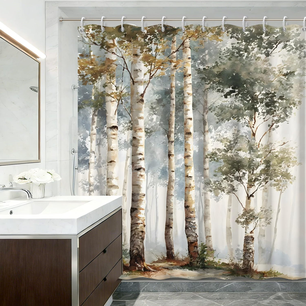 Birch Tree Shower Curtain 71x74 Inch (Birch Tree)