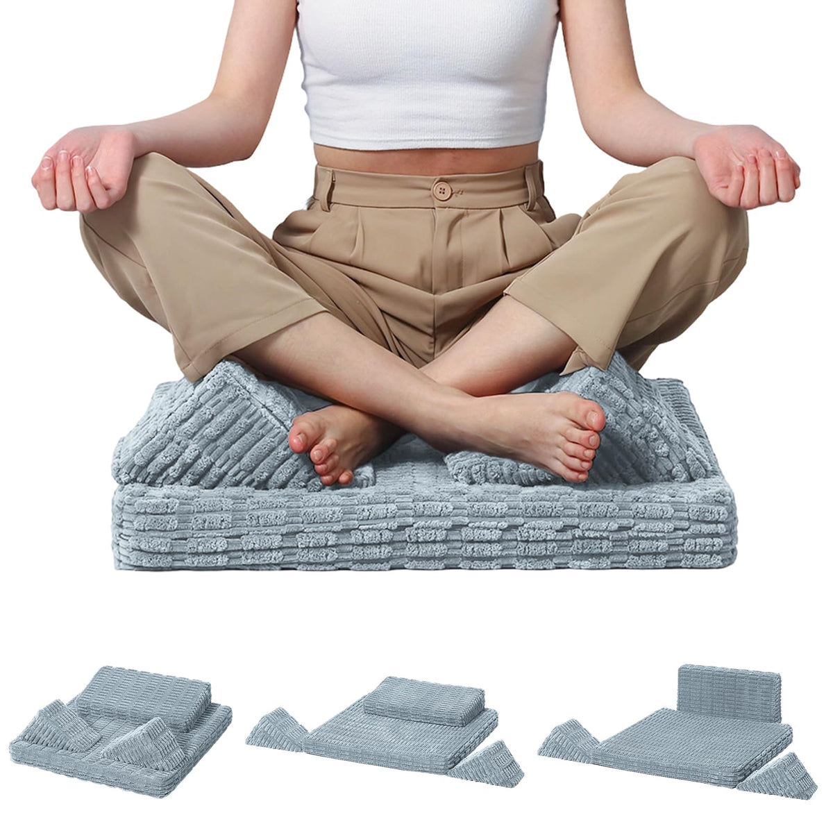 Meditation Cushion Set (Charcoal / 24X24X2 Inch)