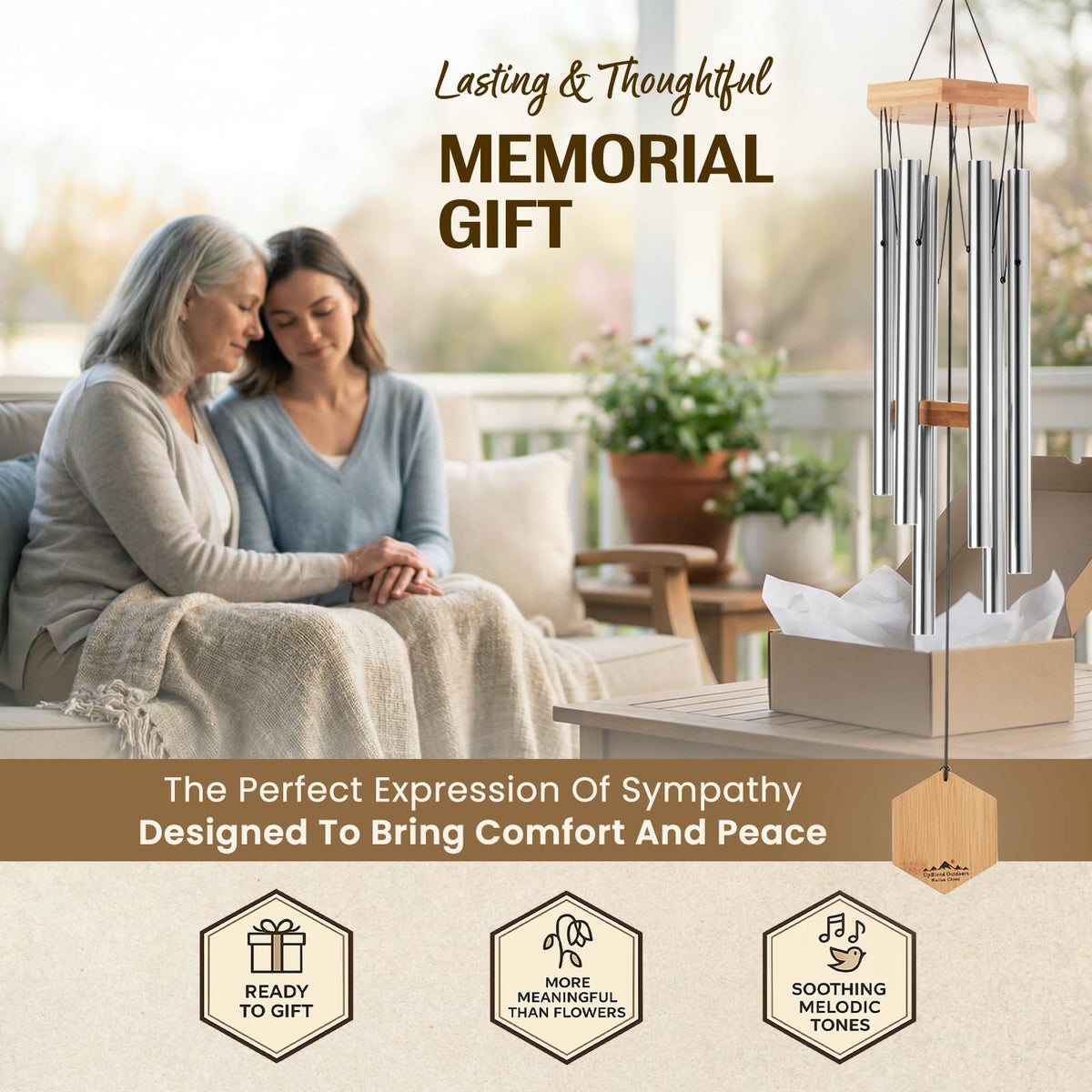 Silver Wind Chimes for Outside (29" Silver)