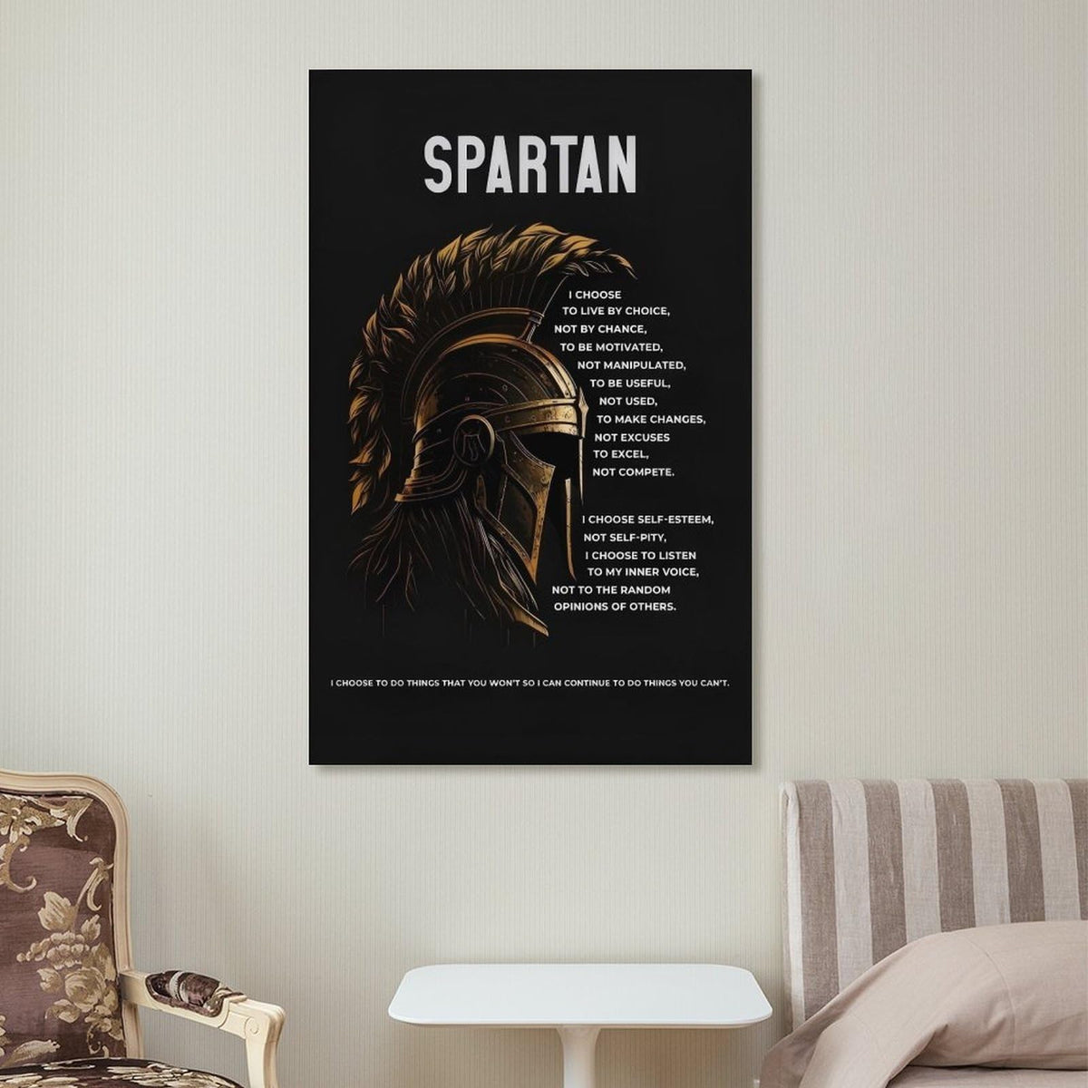 Spartan Quote Motivational Room Aesthetic Canvas Printing Wall Art Prints Wall Decor Posters Black Gold Warrior Helmet Philosophy Modern Home Bedroom Office Gym Decoration 16x24inch (style-18 / 16x24inch(40x60cm) Unframe)