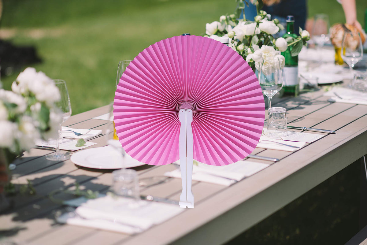 20 Pieces Pink Round Paper Fans (Pink / 20 PCS)