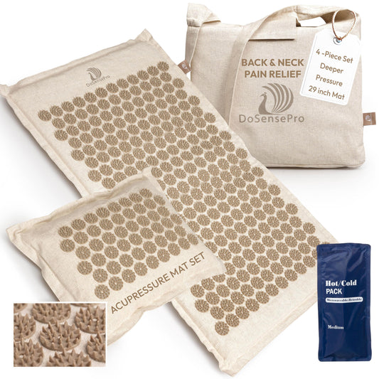 Acupressure Mat and Pillow Set (Natural Linen Beige)