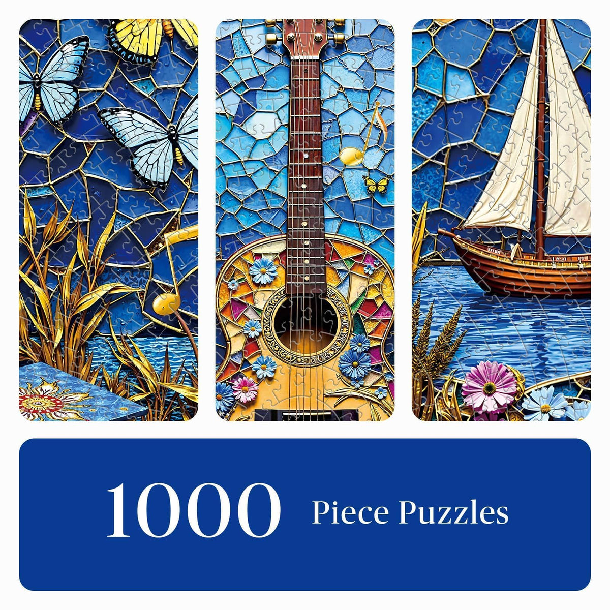 Puzzles for Adults 1000 Pieces Acoustic Guitar & Library (H-acoustic Guitar)