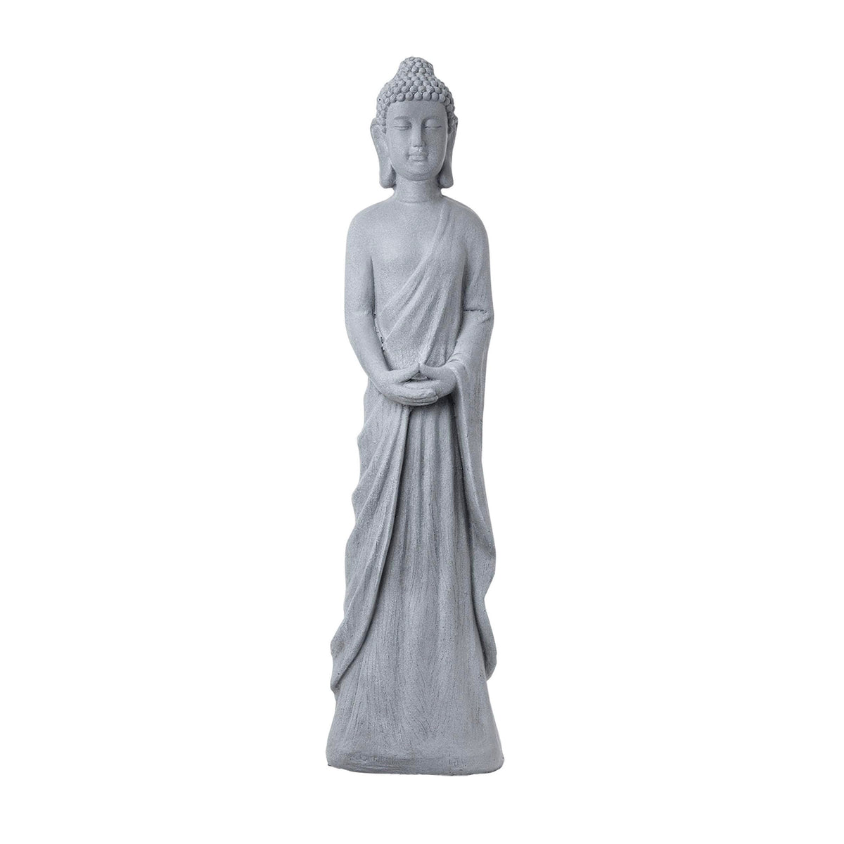 32" Tall Cement Standing Buddha Outdoor Garden Statue (32" H - Gray Buddha)
