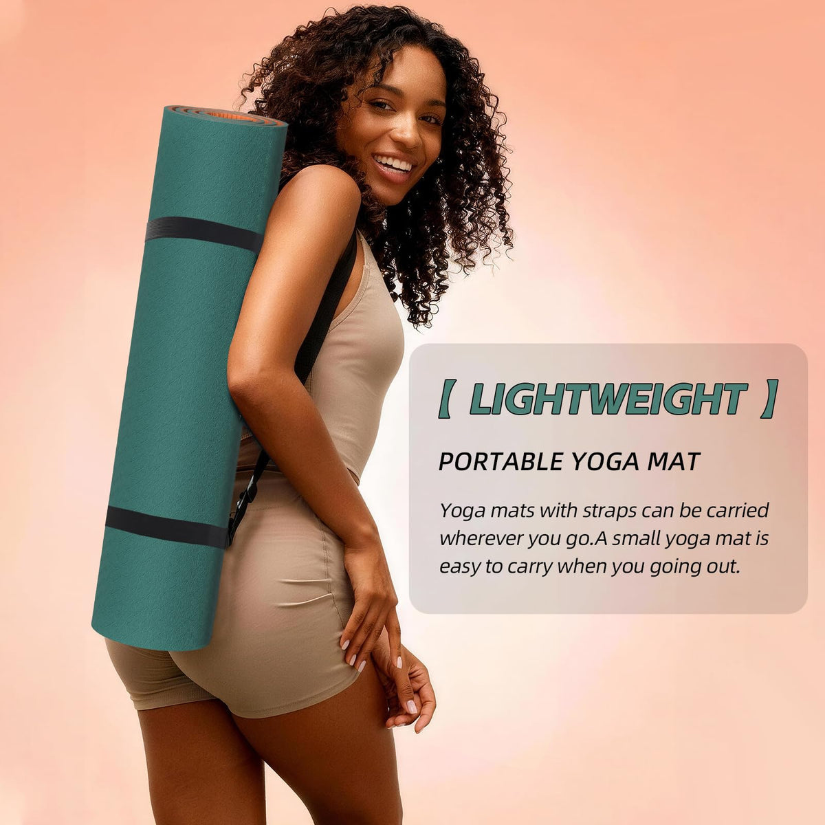 Yoga Mat Extra Thick pilates Mat 72"x24" with Carry Strap (Green + Orange)