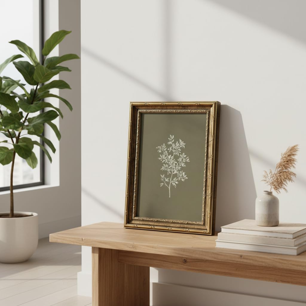 Vintage Framed Olive Branch Wall Art (olives / 24"L x 16"W)
